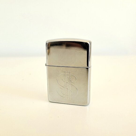 1996 Zippo Lighter, High Gloss Mirror Finish, Chrome With $ Dollar Sign Made USA - Picture 6 of 10